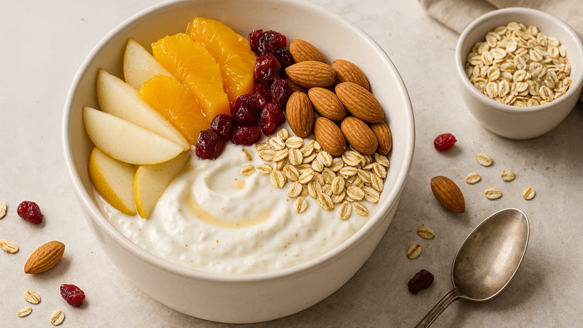 Fruchtquark mit Mandeln