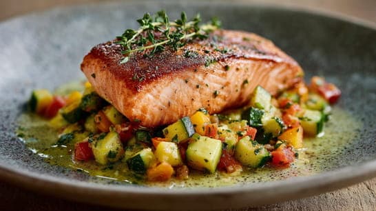 Lachs mit Gemüse-Vinaigrette