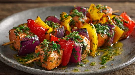 Paprika-Lachs-Spieße