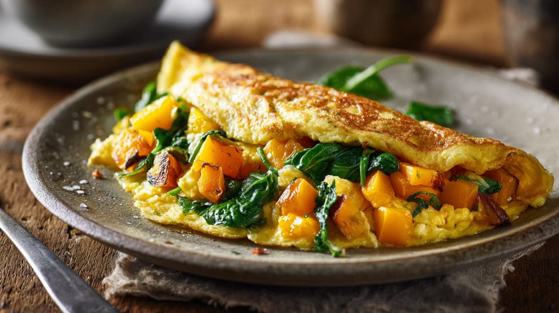 Omelette mit Kürbis und Spinat