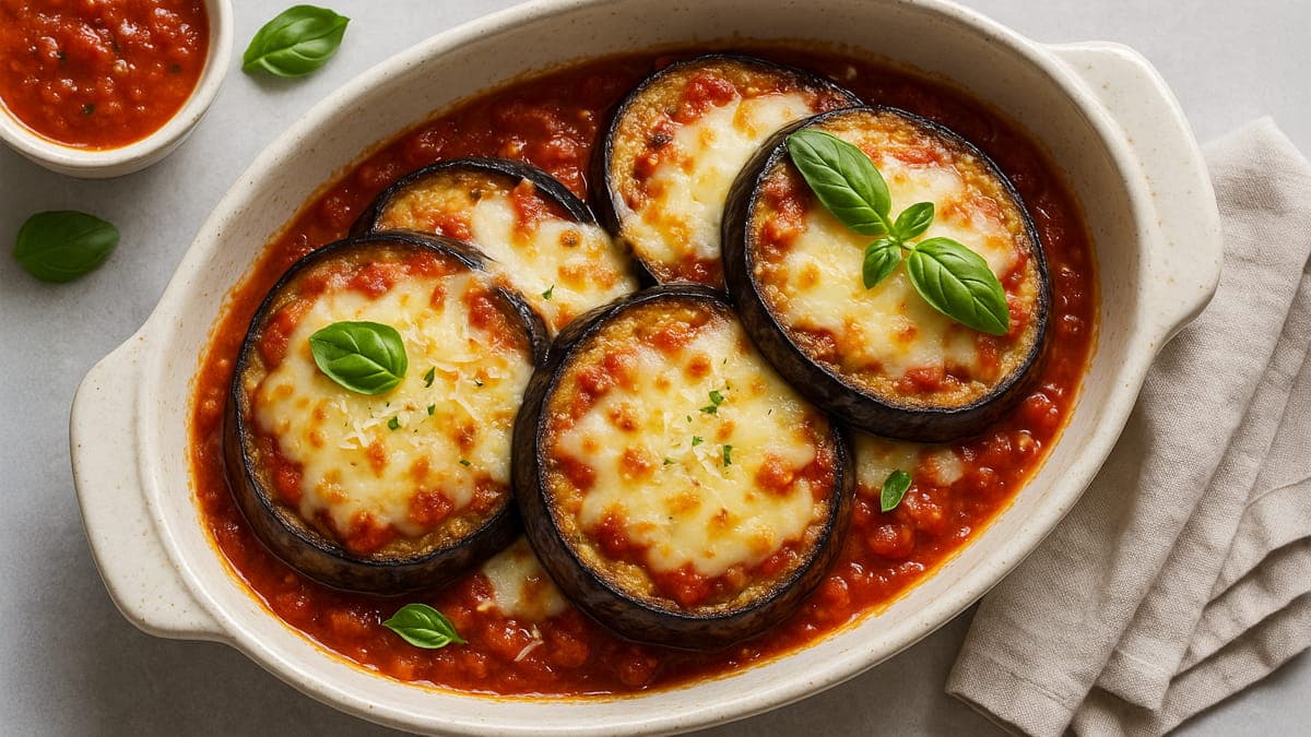 Überbackene Auberginen mit Tomaten