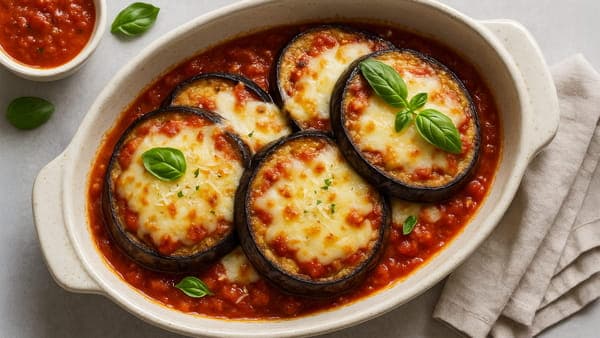Überbackene Auberginen mit Tomaten