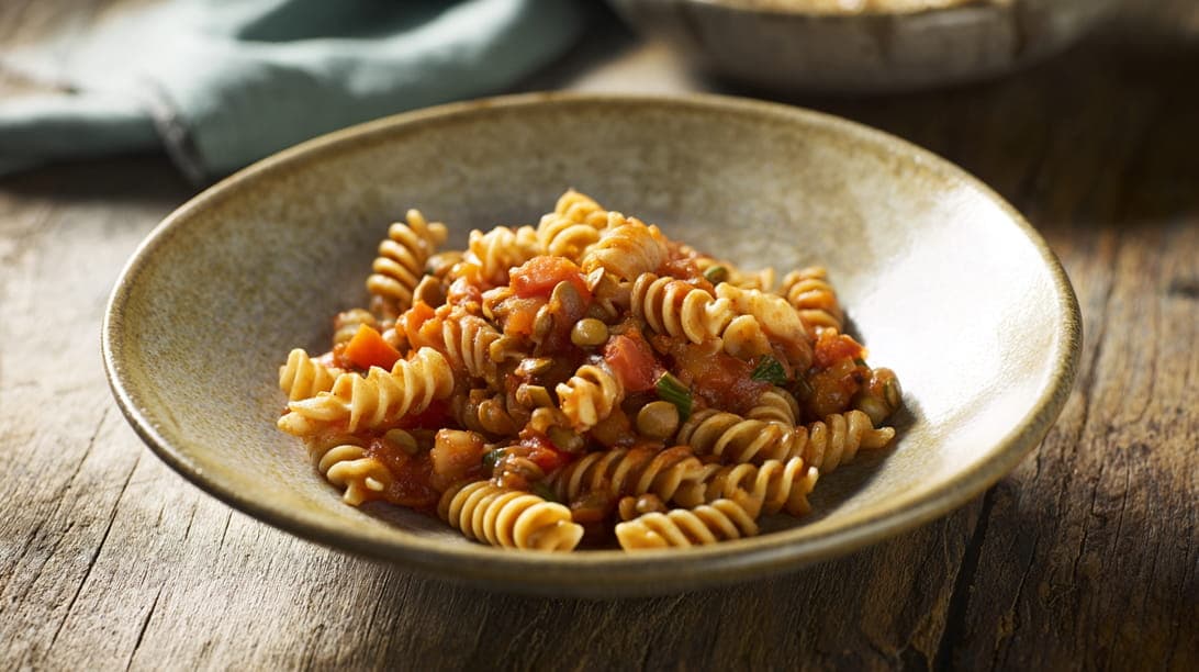 Linsen-Pasta Bolognese
