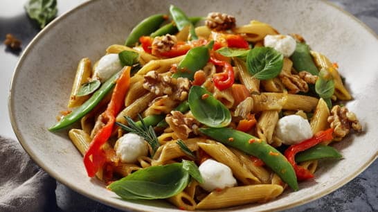 Penne mit Zuckerschoten