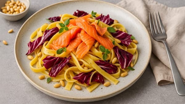 Bandnudeln mit Lachs