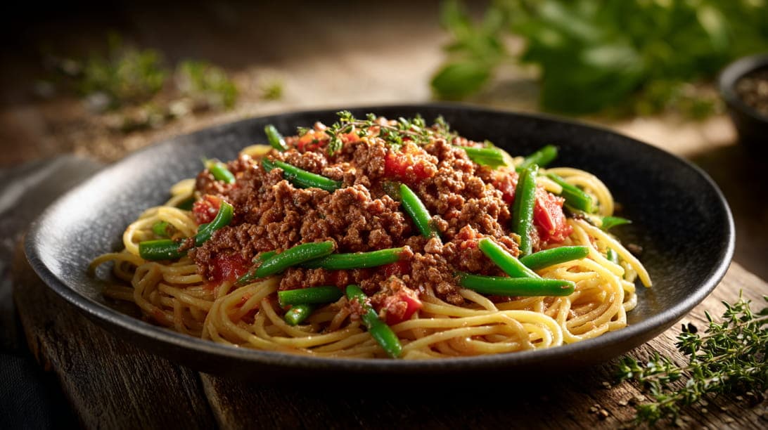 Bolognese mit grünen Bohnen