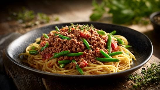 Bolognese mit grünen Bohnen