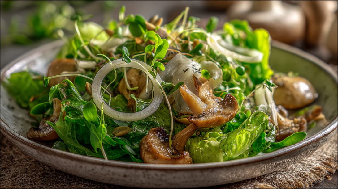Feldsalat mit Pilzen