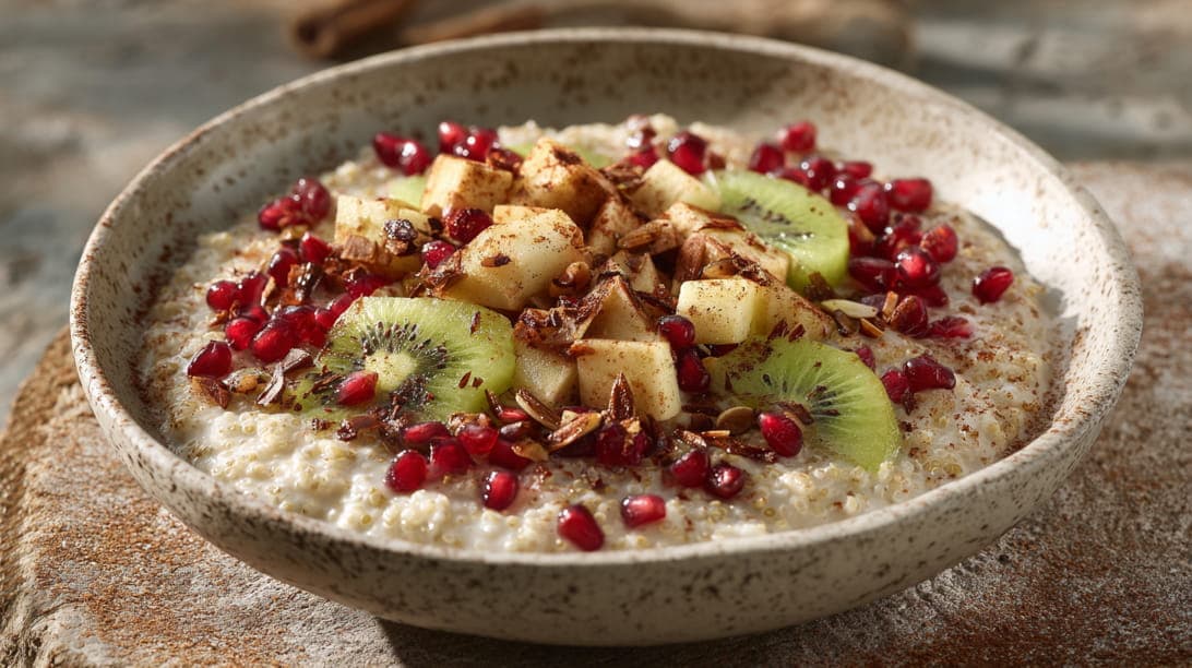 Porridge mit gepufftem Quinoa und Granatapfelkernen