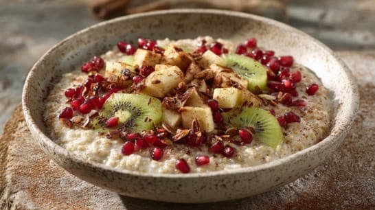 Porridge mit gepufftem Quinoa und Granatapfelkernen