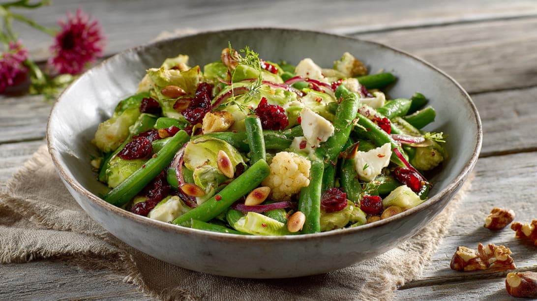 Grüner-Bohnen-Salat mit Schafskäse