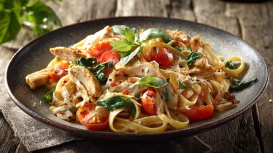 Nudeln mit Curcuma-Hähnchen-Streifen