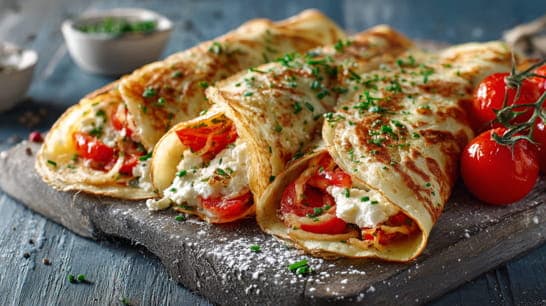 Pfannkuchen mit Feta-Füllung