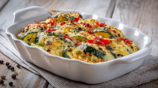 Zucchini mit Schafskäse überbacken