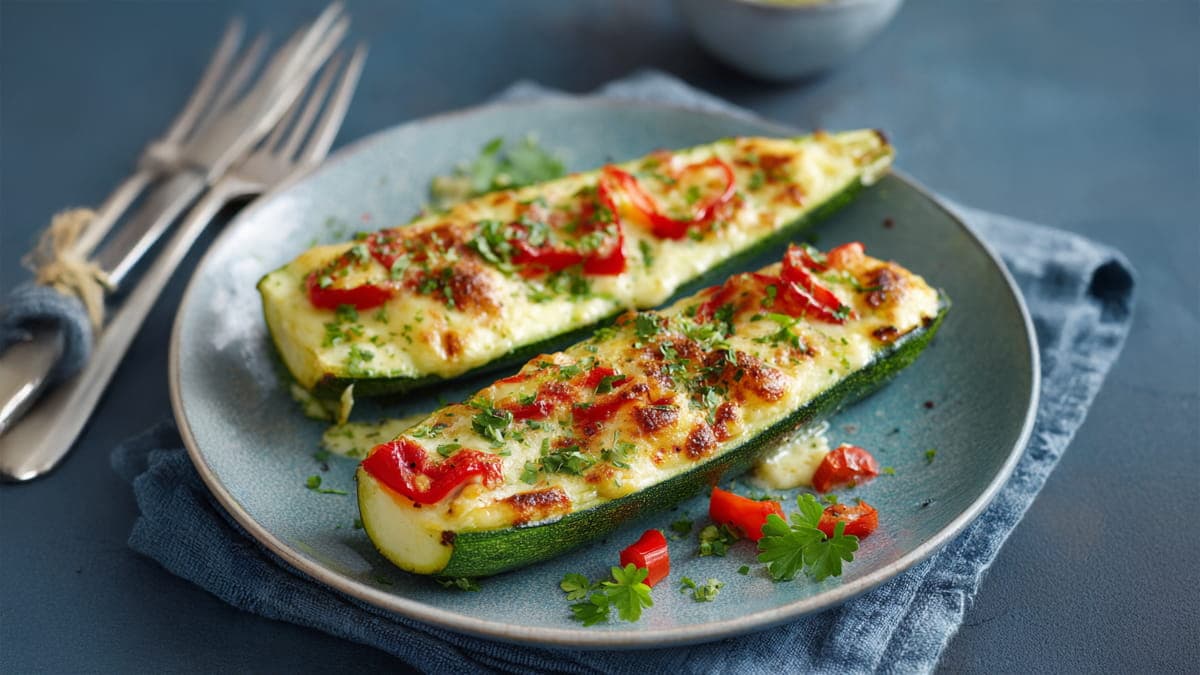 Zucchini gefüllt mit Paprika