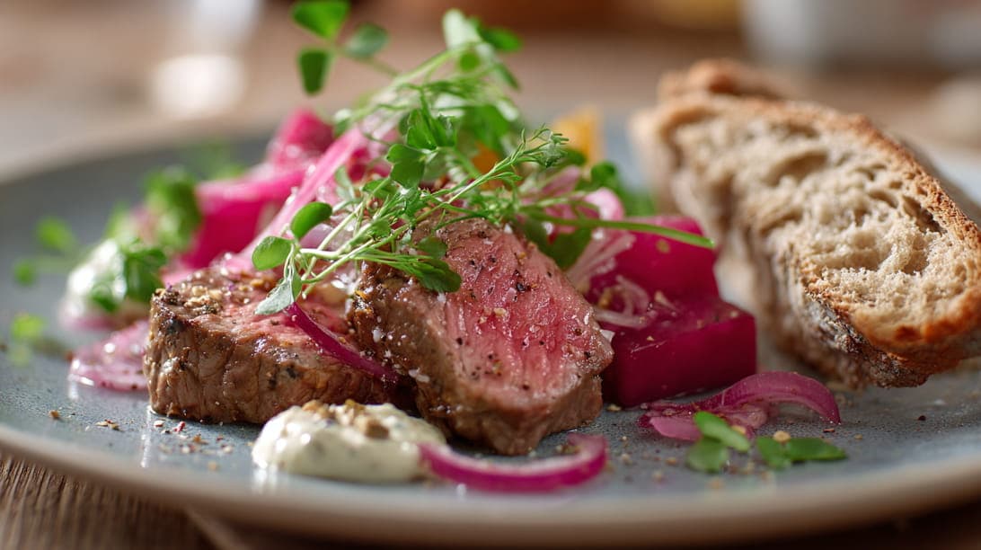 Steak mit Rote-Beete-Salat